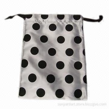 Polka Dots Satin Drawstring Bag